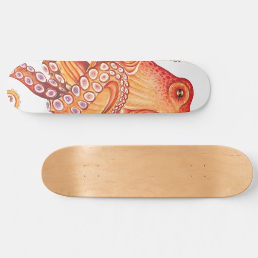 Rode Oranje octopus-Waterverf Persoonlijk Skateboard (Horizontaal)