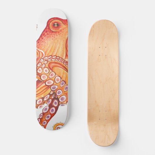 Rode Oranje octopus-Waterverf Persoonlijk Skateboard (Voorkant)