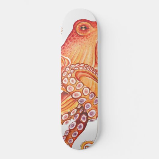 Rode Oranje octopus-Waterverf Persoonlijk Skateboard (Voorkant)