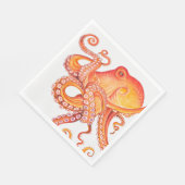 Rode Oranje octopus Waterverf Servet (Hoek)