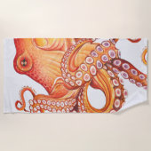 Rode Oranje octopus-Waterverf Strandlaken (Voorkant)