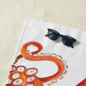 Rode Oranje octopus-Waterverf Strandlaken (In situ)