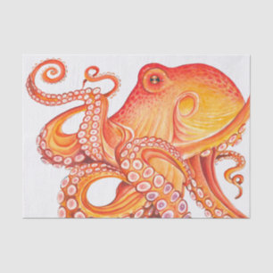Rode Oranje octopus-Waterverf Tissuepapier