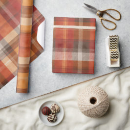 Rode Oranje Oogst Aarde Plaid Patroon Cadeaupapier