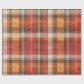 Rode Oranje Oogst Aarde Plaid Patroon Cadeaupapier (Vlak)