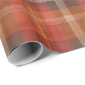 Rode Oranje Oogst Aarde Plaid Patroon Cadeaupapier (Rol Hoek)
