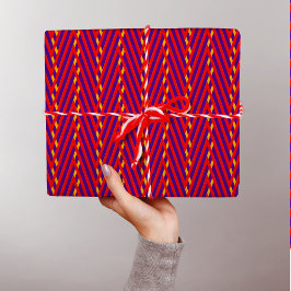 Rode Oranje Paarse Chevron Stripes Abstract Cadeaupapier