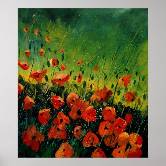 rode oranje papaver 67 poster (Voorkant)