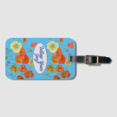 Rode Oranje papaver blauw Bagagelabel (Voorkant (horizontaal))