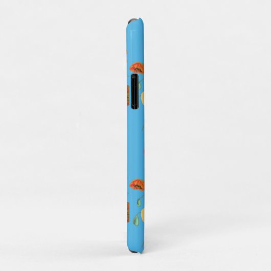 Rode Oranje papaver blauw Case-Mate iPhone Case (Achterkant/rechts)