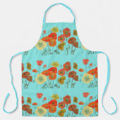 Rode Oranje papaver Bloedflorale kunst Aqua Schort (Voorkant)