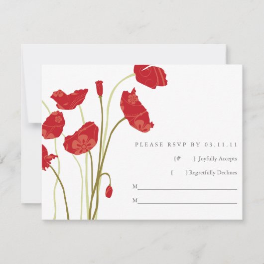 Rode-Oranje papaver RSVP Kaartje (Voorkant)
