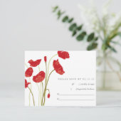 Rode-Oranje papaver RSVP Kaartje (Staand voorkant)