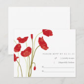 Rode-Oranje papaver RSVP Kaartje (Voorkant / Achterkant)