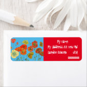 Rode Oranje papaver-Waterverf — Retouradreslabels Etiket (Insitu)