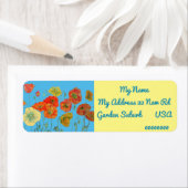 Rode Oranje papaver-Waterverf — Retouradreslabels Etiket (Insitu)