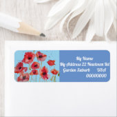 Rode Oranje papaver-Waterverf — Retouradreslabels Etiket (Insitu)