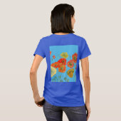 Rode Oranje papaverbloem-Waterverf T-shirt (Achterkant volledig)