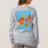 Rode Oranje papaverbloem-Waterverf T-shirt (Achterkant)