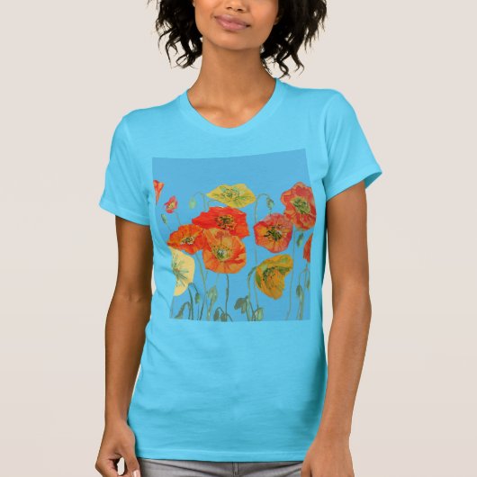 Rode Oranje papaverbloem-Waterverf T-shirt (Voorkant)