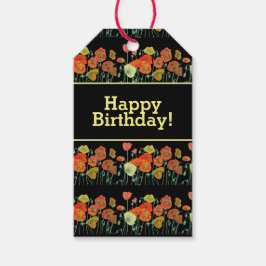 Rode Oranje papaverbloemen poppies Floral Art Cadeaulabel