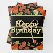 Rode Oranje papaverbloemen poppies Floral Art Inpakpapier Vel (In situ)