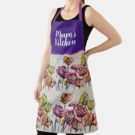 Rode Oranje papaverbloemen poppies Floral Art Schort