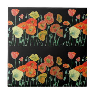 Rode Oranje papaverbloemen poppies Floral Art Tegeltje