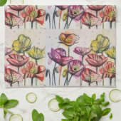 Rode Oranje papaverbloemen poppies Floral Art Theedoek (Gevouwen)