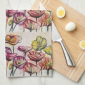 Rode Oranje papaverbloemen poppies Floral Art Theedoek (Quarter Fold)