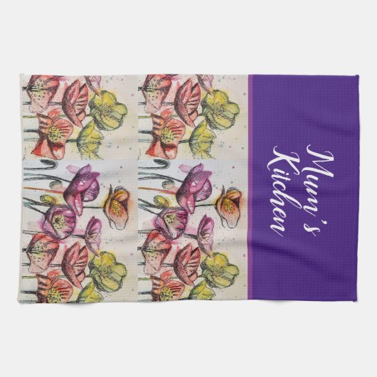 Rode Oranje papaverbloemen poppies Floral Art Theedoek (Horizontaal)