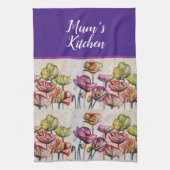 Rode Oranje papaverbloemen poppies Floral Art Theedoek (Verticaal)