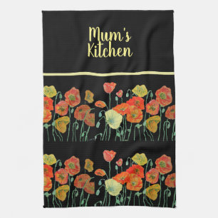 Rode Oranje papaverbloemen poppies Floral Art Theedoek