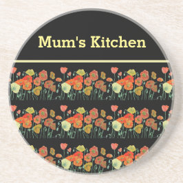 Rode Oranje papaverbloemen poppies Floral Art Zandsteen Onderzetter