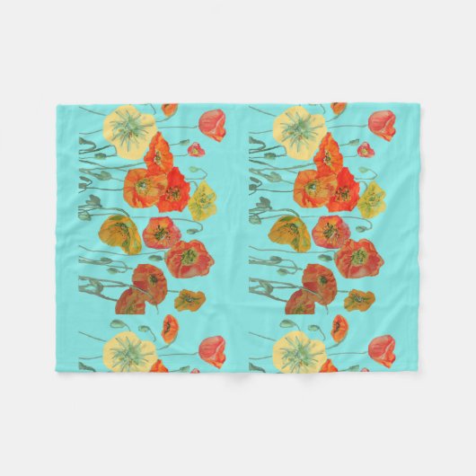 Rode Oranje papavermakerij Fleece Deken (Voorkant (Horizontaal))