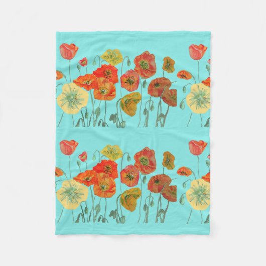 Rode Oranje papavermakerij Fleece Deken (Voorkant)
