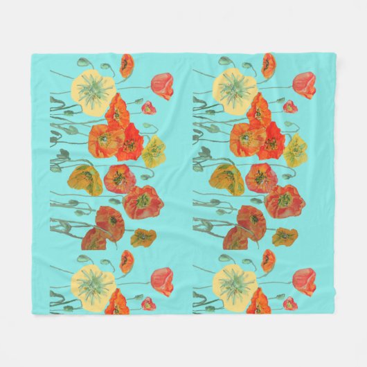 Rode Oranje papavermakerij Fleece Deken (Voorkant (Horizontaal))