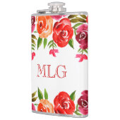 Rode Oranje roze bloemen en rode rode meisjes Heupfles (Links)