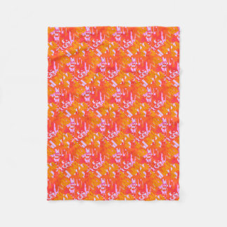 Rode Oranje roze rechthoekige rechthoeken vlooienb Fleece Deken
