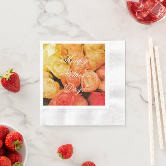 Rode Oranje Rozen Aangepaste tekst Happy Moederdag Servet (Insitu)