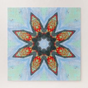 Rode Oranje sterventilator op blauwe puzzel Legpuzzel