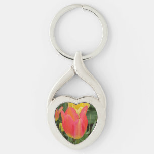 Rode/Oranje Tulp-ventilatorhoofdketen Sleutelhanger