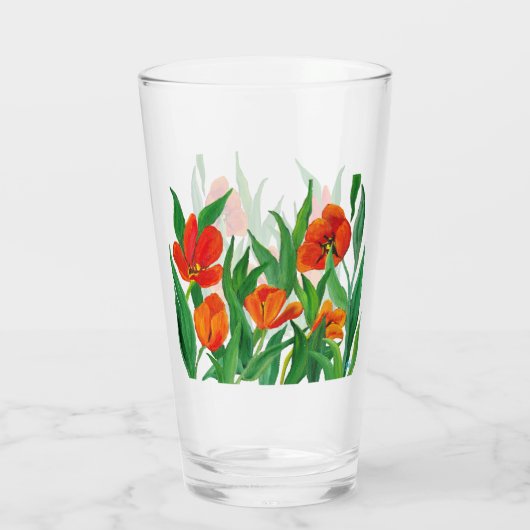 Rode/Oranje Tulpen Glas (Achterkant)