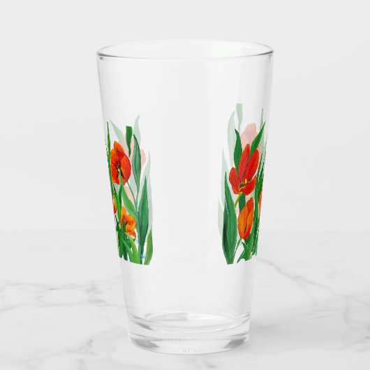 Rode/Oranje Tulpen Glas (Links)