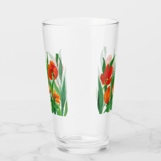 Rode/Oranje Tulpen Glas (Rechts)