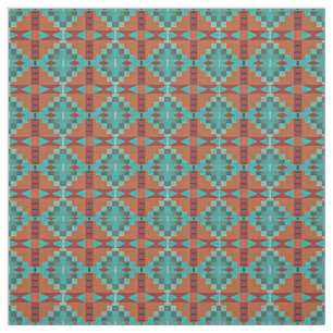 Rode Oranje Turquoise Blauwgroen Groene Etnische K Stof