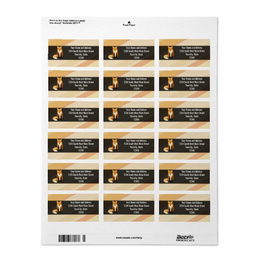 Rode Oranje vos Etiket (Full Sheet)