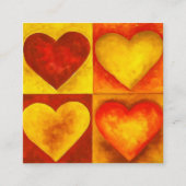 Rode Oranje Waterverf hartslag Vierkante Visitekaartje (Voorkant)