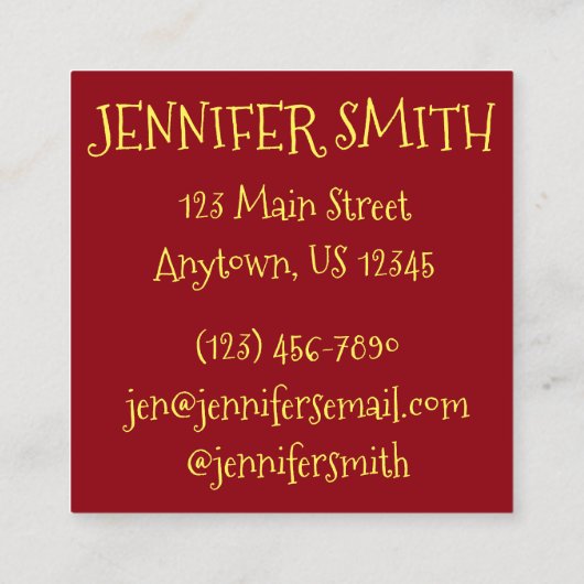 Rode Oranje Waterverf hartslag Vierkante Visitekaartje (Achterkant)