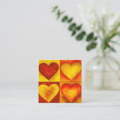 Rode Oranje Waterverf hartslag Vierkante Visitekaartje (Staand voorkant)